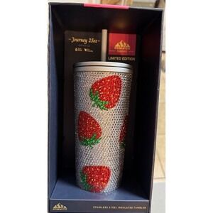 Hydrapeak Tumbler Strawberry Silver Bling Rhinestone Insulated Stainless 25oz
